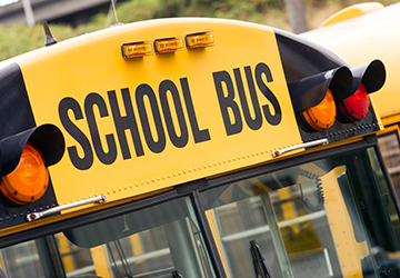 Back view of  a school bus